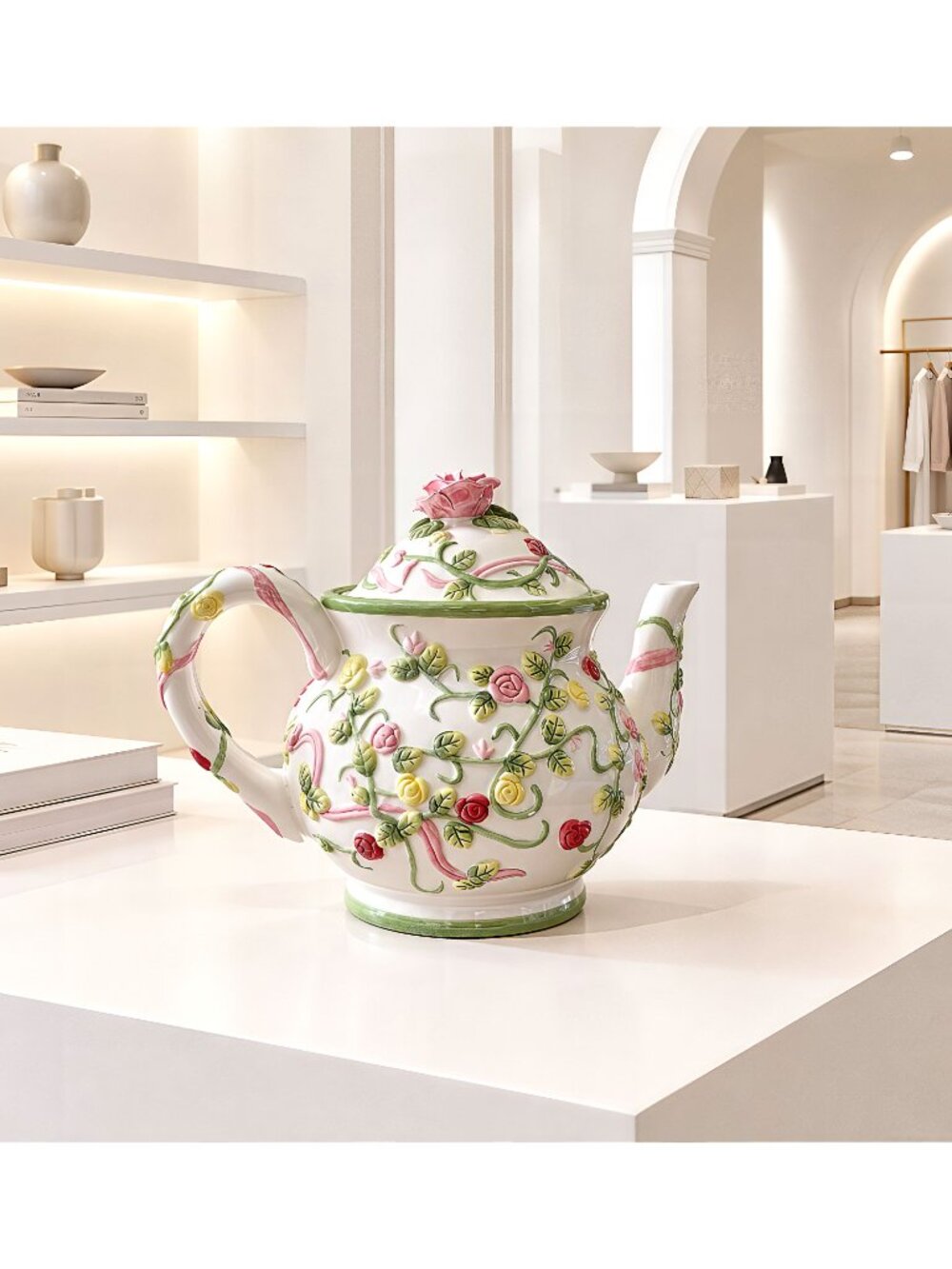 Jackson & Perkins Large 18” Rose Floral Teapot